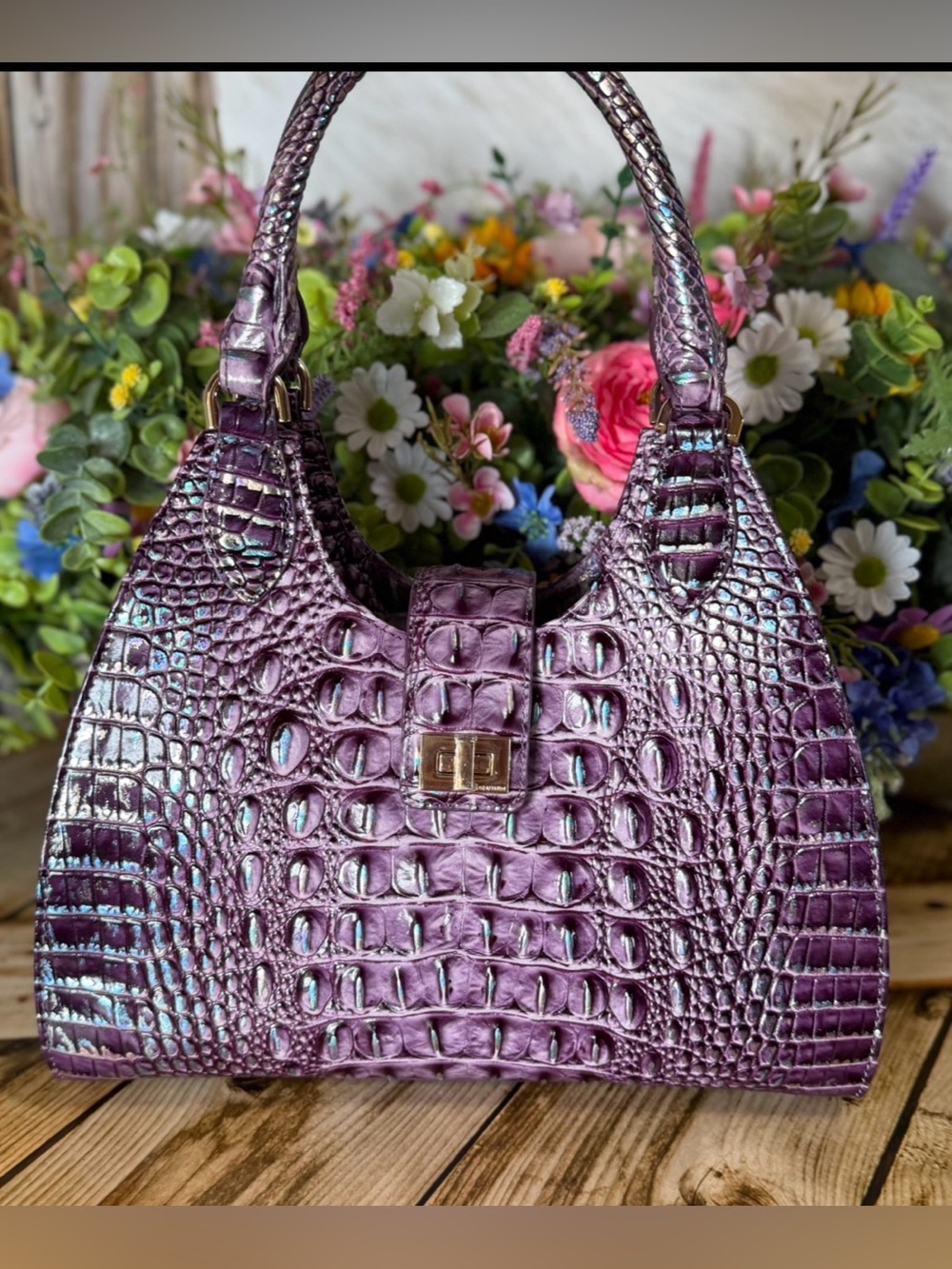 Brahmin Adrian Passion Purple Melburne Leather Satchel NWT FIRM